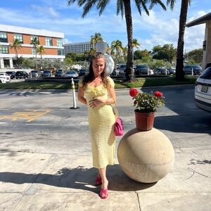 Yellow Maxi Dress with Cap Sleeves